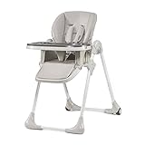 kk Kinderkraft YUMMY Trona bebé con Altura y Bandeja Ajustables, Portatil, Plegable, Asiento Reposapiés, 7 niveles, Hasta 3 años, Gris