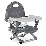 Chicco Pocket Snack Alzador de Silla para Niños para Comer, Apto de 6 Meses hasta 3 Años (15 kg), Trona de Viaje Portátil y Ajustable para Bebés, Compacta y con Bandeja - Gris (Dark Grey)