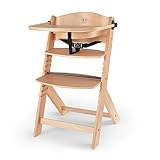 kk Kinderkraft ENOCK Trona bebé de Madera, Infantil, Portatil, para niños, Evolutiva silla alta, Ergonómica, Con accesorios, Barrera y Bandeja, Madera natural